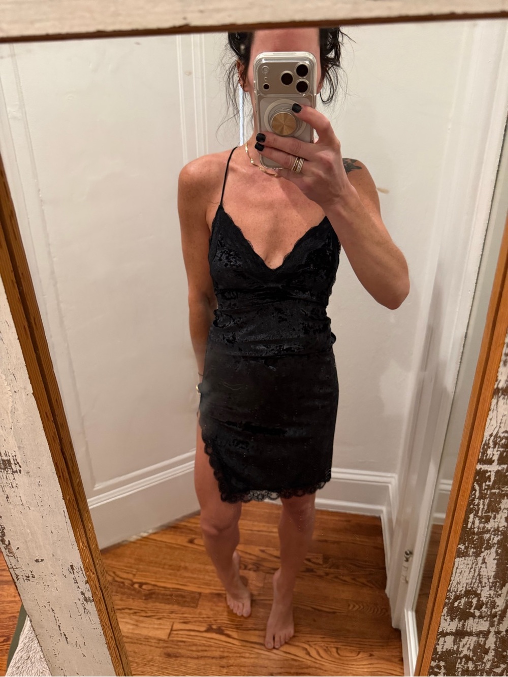 Black Lace Slip Mini Dress